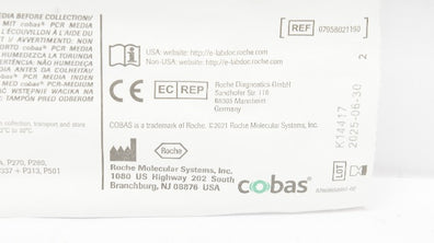 Cobas 07958021190 PCR Media Roche Dual Swab Sample Packet